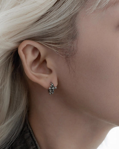 Distressed Iris Cross Tassel  Earrings