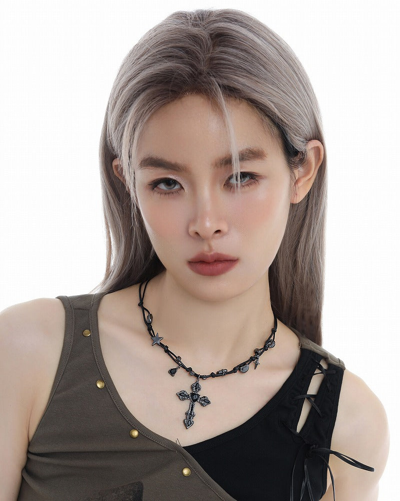 Cross Heart Dark Necklace