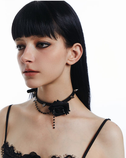 Thorn Rose Black Tassel Choker