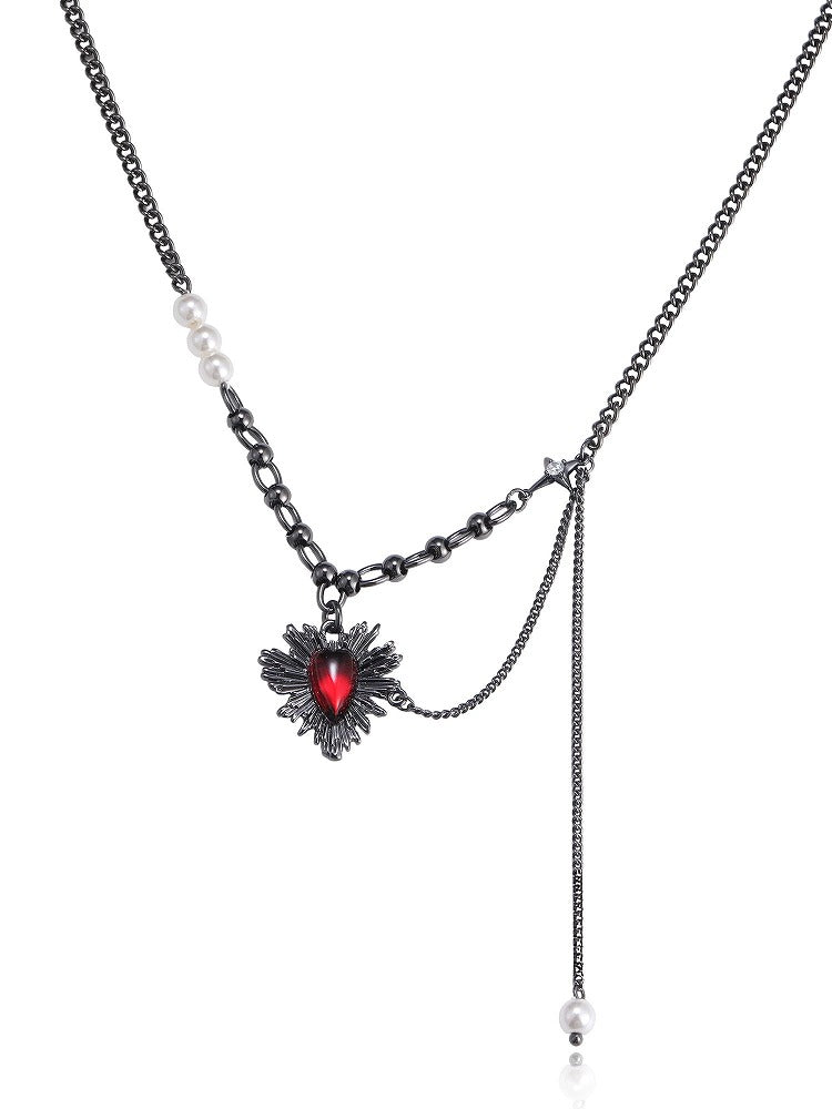 Dark Thorn Heart Tassel Necklace