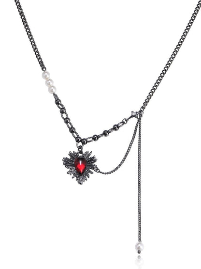Dark Thorn Heart Tassel Necklace