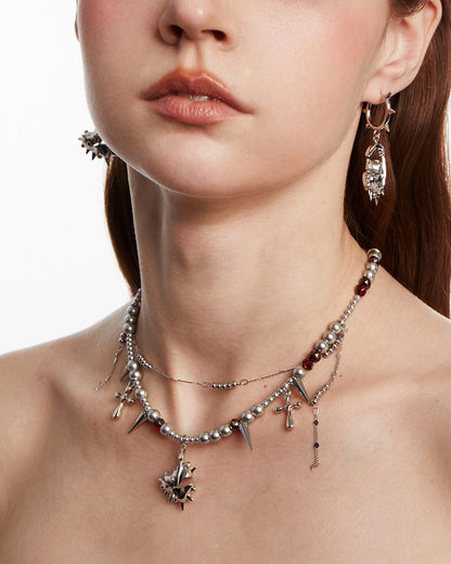 Heart Spike Cross Necklace