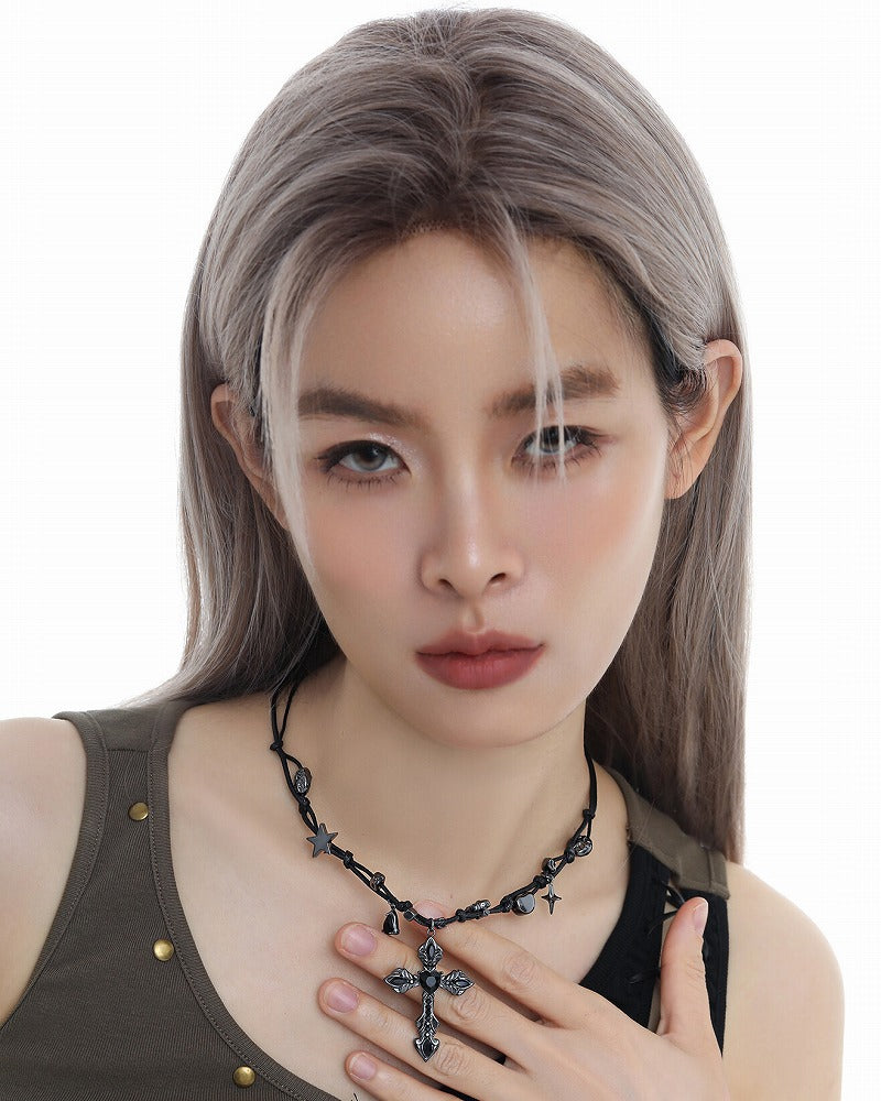 Cross Heart Dark Necklace