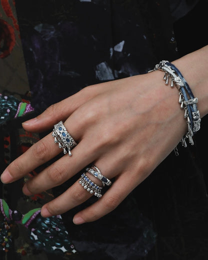 NG 1STXULIE "Miao" sterling silver ring, niche design new Chinese Miao women's jewelry, 925 open index finger ring