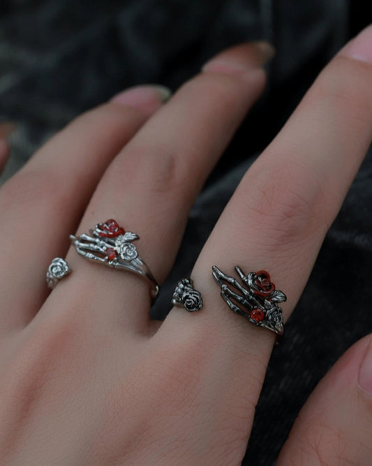 Skeleton Dark Rose Open Ring