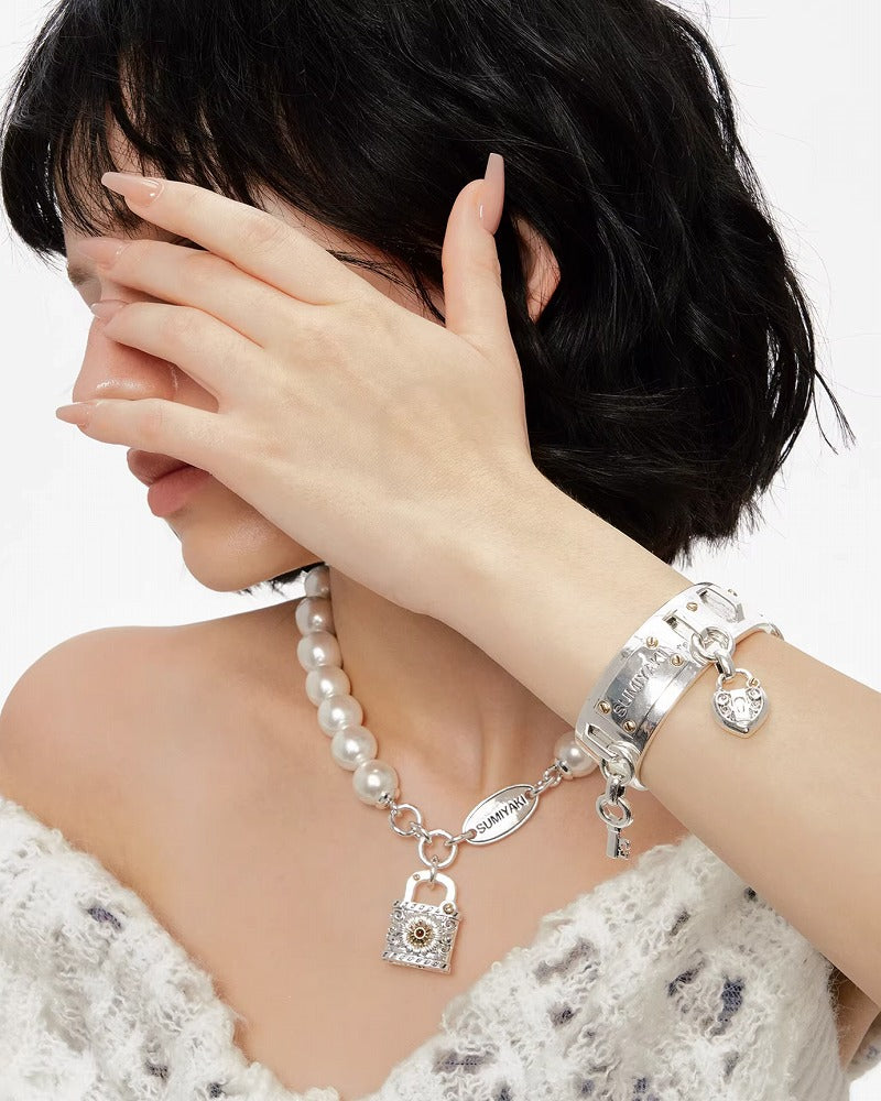 Locked Heart's Whisper Open Bracelet