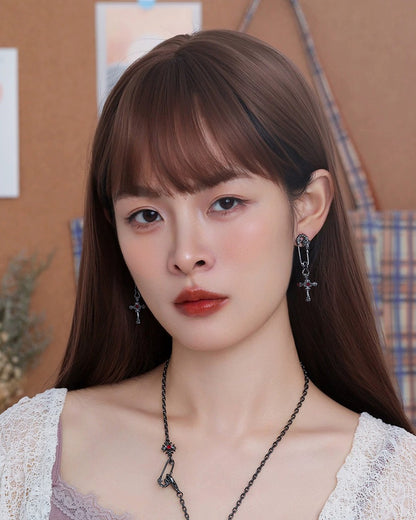 Dark Night Holy Cross Earrings