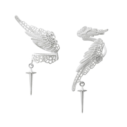 Basic Angel Wing Feather Asymmetrical Earrings