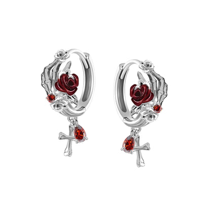 Skeleton Dark Rose Earrings 02