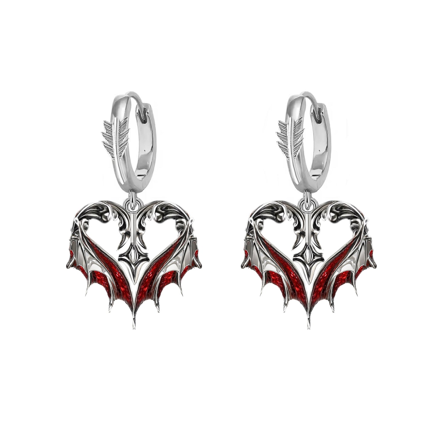 Basic Angel & Devil Wing Heart Earrings