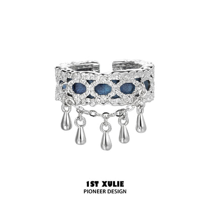 NG 1STXULIE "Miao" sterling silver ring, niche design new Chinese Miao women's jewelry, 925 open index finger ring