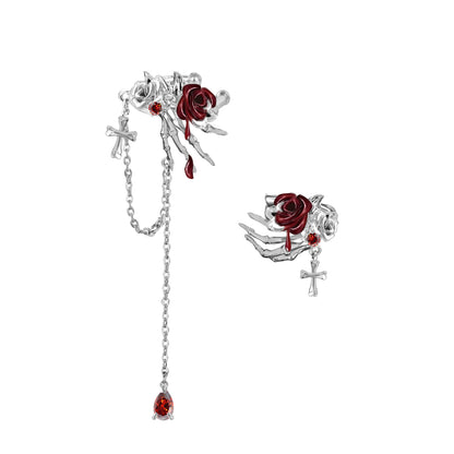 Skeleton Dark Rose Asymmetrical Cuffs