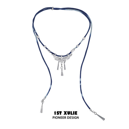NG ok 1STXULIE 'Miao' braided cord necklace, niche new Chinese design women's necklace, collarbone accessory, necklace