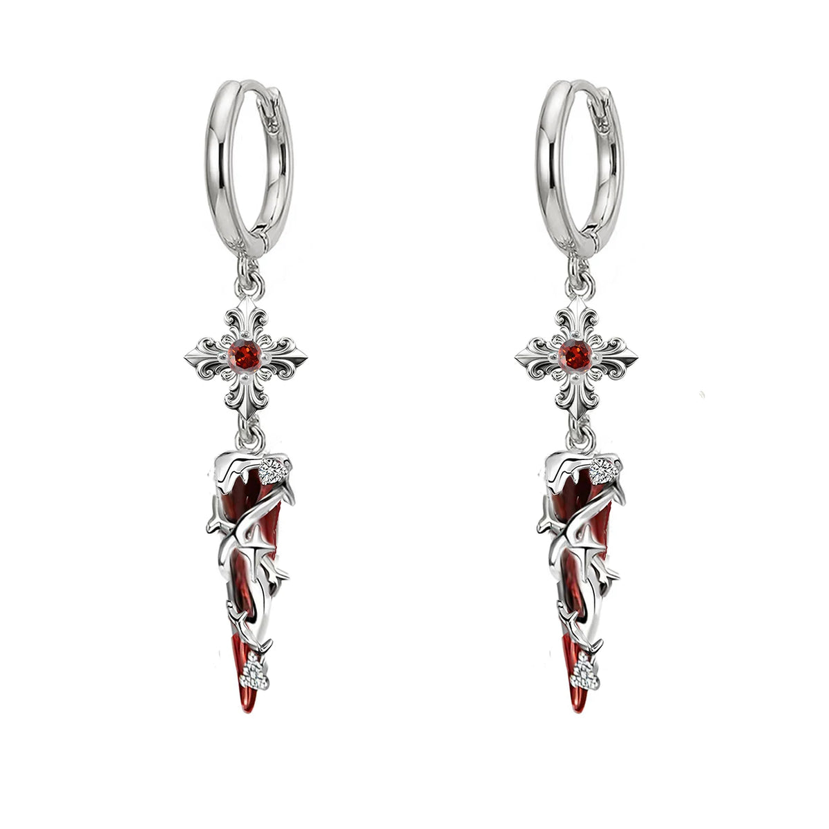 Basic Cross Iris & Thorn Earrings