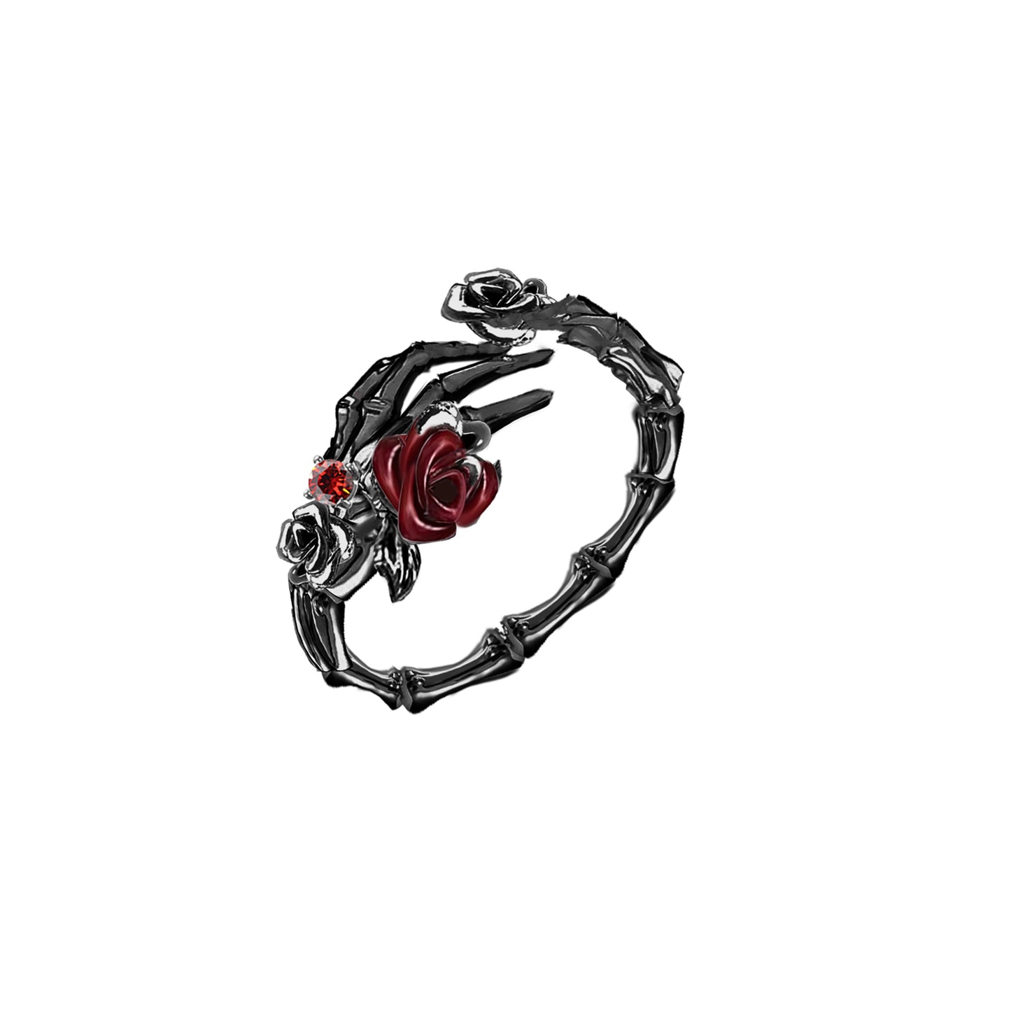 Skeleton Dark Rose Open Ring