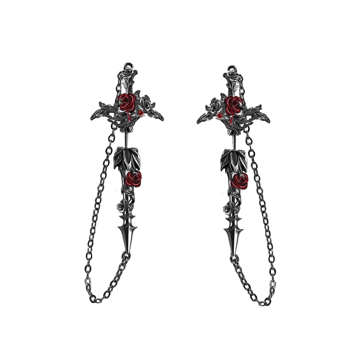 Skeleton Dark Rose Earrings 01
