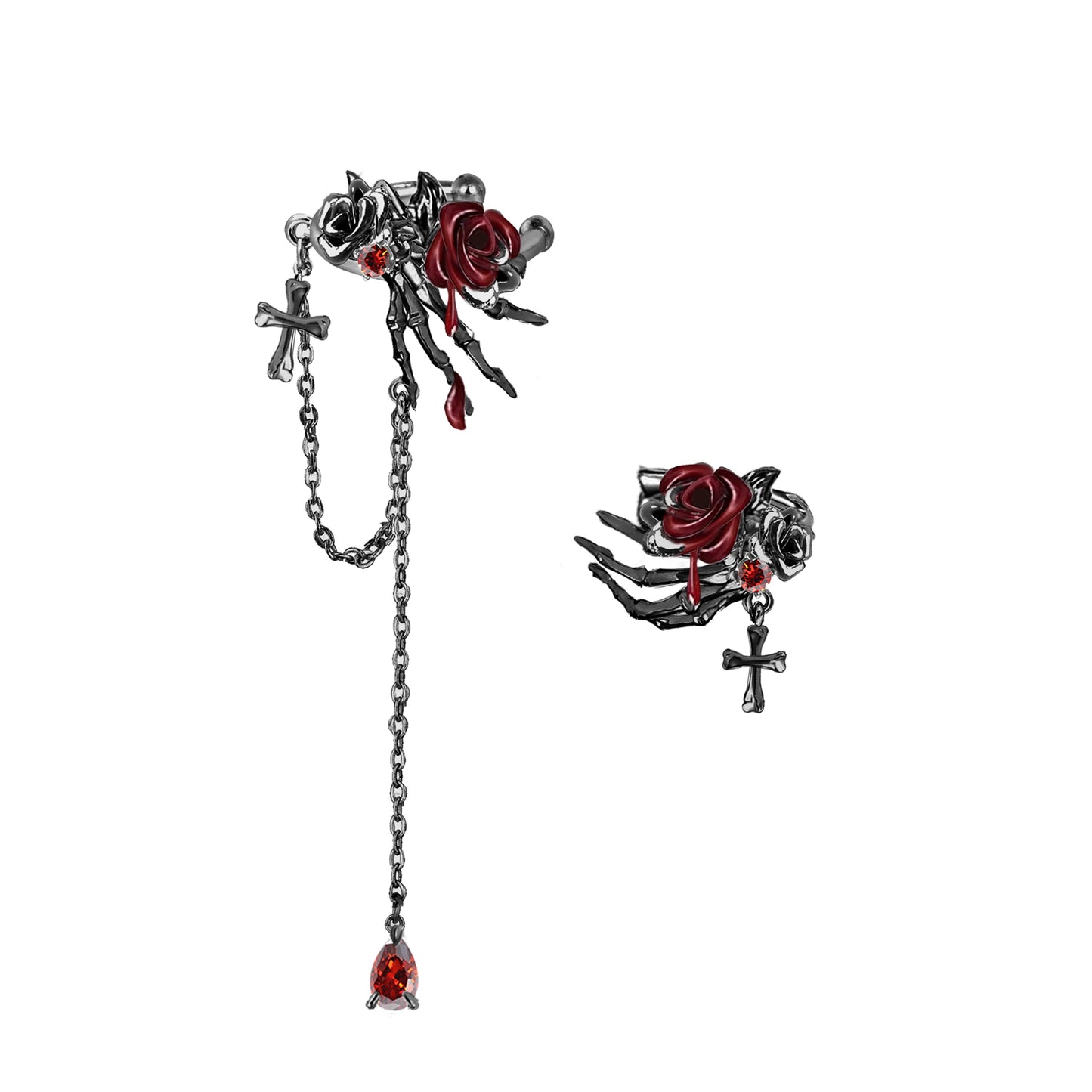 Skeleton Dark Rose Asymmetrical Cuffs