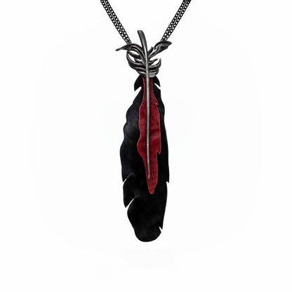 Floating Crane Black Feather Tie